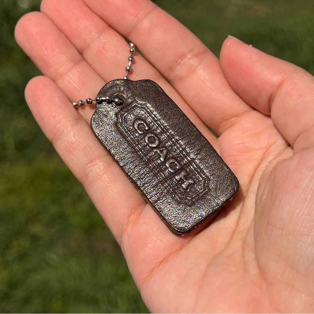 2.25" Medium Vintage Coach Leather Key Fob Bag Charm Keychain Hang Tag/Hangtag